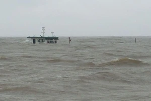 Vị trí tàu chở dầu Hà An 01 bị chìm nằm cách đất liền gần 10 km. (Ảnh: Bộ Chỉ huy Bộ đội Biên phòng tỉnh Thái Bình cung cấp)