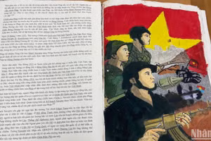 Một trang trong cuốn nhật ký về Chiến dịch Điện Biên Phủ do học sinh lớp 6A1, Trường trung học cơ sở Lê Lợi thực hiện.