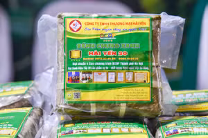 Bánh chưng xanh Hải Yến, Sóc Sơn, Hà Nội, sản phẩm OCOP 4 sao. (Ảnh: NHẬT QUANG)