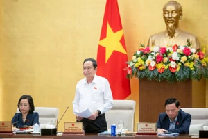 Chủ tịch Quốc hội Trần Thanh Mẫn phát biểu bế mạc phiên họp. (Ảnh: DUY LINH) 