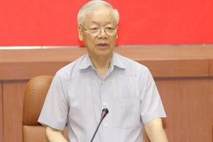 Tổng Bí thư Nguyễn Phú Trọng phát biểu tại hội nghị. (Ảnh: TTXVN)