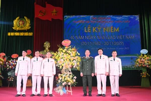 Thứ trưởng Công an Trần Quốc Tỏ tại Lễ kỷ niệm 40 năm ngày Nhà giáo Việt Nam của Bộ Công an.