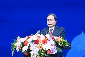 Chủ tịch Quốc hội Trần Thanh Mẫn phát biểu tại lễ kỷ niệm. (Ảnh: Duy Linh)