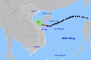 Vị trí và hướng di chuyển của áp thấp nhiệt đới (suy yếu từ bão số 6). (Nguồn: nchmf.gov.vn)