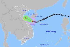 Vị trí và hướng di chuyển của áp thấp nhiệt đới (suy yếu từ bão số 6). (Nguồn: nchmf.gov.vn)