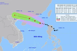 Vị trí và hướng di chuyển của bão số 3. (Nguồn: nchmf.gov.vn)