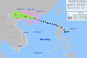 Vị trí và hướng di chuyển của bão số 3. (Nguồn: nchmf.gov.vn)