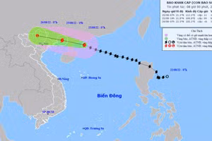 Vị trí và hướng di chuyển của bão số 3. (Nguồn: nchmf.gov.vn)