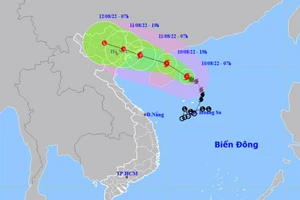 Vị trí và hướng di chuyển của bão số 2. (Nguồn: nchmf.gov.vn)