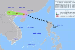 Vị trí và hướng di chuyển của bão số 3. (Nguồn: nchmf.gov.vn)