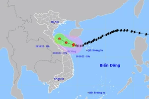 Vị trí và hướng di chuyển của bão số 6. (Nguồn: nchmf.gov.vn)