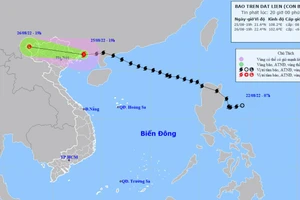 Vị trí và hướng di chuyển của bão số 3. (Nguồn: nchmf.gov.vn)
