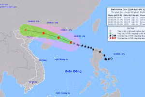 Vị trí và hướng di chuyển của bão số 3. (Nguồn: nchmf.gov.vn)
