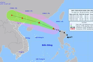 Vị trí và hướng di chuyển của bão số 3. (Nguồn: nchmf.gov.vn)
