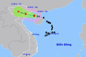 Vị trí và hướng di chuyển của bão số 2. (Nguồn: nchmf.gov.vn)