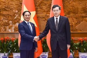 Bộ trưởng Ngoại giao Bùi Thanh Sơn và Ủy viên Quốc vụ, Bộ trưởng Ngoại giao Trung Quốc Tần Cương. (Ảnh: Bộ Ngoại giao)