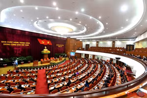 Quang cảnh bế mạc Hội nghị lần thứ sáu Ban Chấp hành Trung ương Đảng Cộng sản Việt Nam khóa XIII.