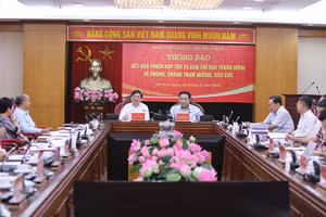 Toàn cảnh buổi làm việc của lãnh đạo Ban Nội chính Trung ương với các cơ quan báo chí.