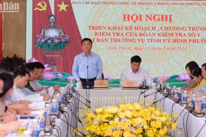 Đồng chí Lê Thành Long triển khai kế hoạch kiểm tra việc lãnh đạo, chỉ đạo, thực hiện cơ chế phối hợp phát hiện, xử lý tham nhũng, tiêu cực qua hoạt động kiểm tra, thanh tra, kiểm toán, điều tra, truy tố, xét xử, thi hành án tại Bình Phước.
