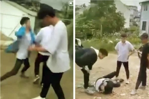 Vụ hai học sinh Trường THCS-THPT Tây Sơn (TP Đà Lạt) bị đánh hội đồng phải nhập viện. (Ảnh cắt từ video)