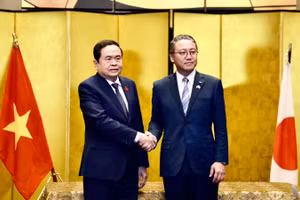 Chủ tịch Quốc hội Trần Thanh Mẫn tiếp Thống đốc tỉnh Nagasaki (Ảnh: TTXVN)