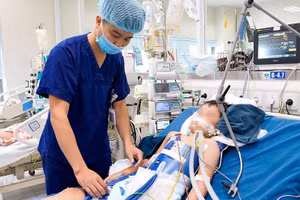 Bé C.T rơi vào tình trạng rất nguy kịch khi được chuyển đến Bệnh viện Nhi Trung ương.