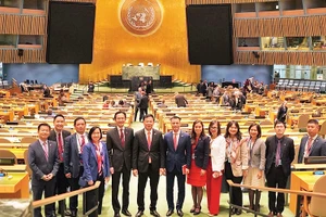 Đoàn Việt Nam tham dự phiên họp bỏ phiếu và công bố kết quả thành viên Hội đồng Nhân quyền Liên hợp quốc. Ảnh: Nguyễn Huy