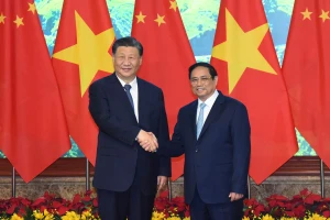 Thủ tướng Phạm Minh Chính đón Tổng Bí thư, Chủ tịch Trung Quốc Tập Cận Bình tại buổi hội kiến.