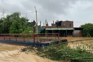 Vùng dân cư thôn Kênh Gà, xã Gia Thịnh, huyện Gia Viễn ( Ninh Bình) bị ngập lụt do mưa, lũ lớn.