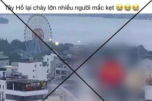 Thông tin tại quận Tây Hồ cháy lớn nhiều người mắc kẹt là sai sự thật. (Ảnh: congan.hanoi.gov.vn)