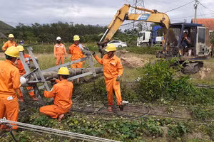 PC Quảng Nam huy động lực lượng khẩn trương khôi phục mạng lưới điện.