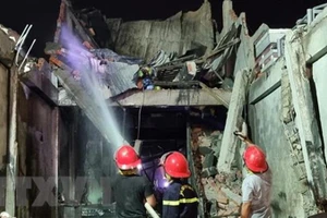 Cháy nhà ở Ninh Thuận trong đêm 13/8. (Nguồn: TTXVN)