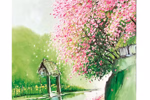 Xuân về. Tranh: LÊ THANH SƠN