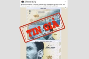 Ảnh chế về tờ tiền in khuôn mặt Messi xuất hiện trên mạng xã hội. (Ảnh chụp màn hình)