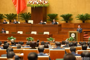 Quang cảnh phiên khai mạc Kỳ họp bất thường lần thứ 2, Quốc hội khóa XV sáng 5/1. (Ảnh: DUY LINH)