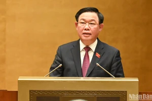 Chủ tịch Quốc hội Vương Đình Huệ phát biểu bế mạc Kỳ họp bất thường lần thứ 2, Quốc hội khóa XV. (Ảnh: DUY LINH)