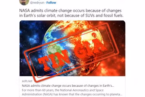 Một bài đăng trên mạng xã hội Twitter đưa thông tin sai lệch về biến đổi khí hậu. (Ảnh chụp màn hình)