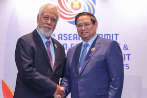 Thủ tướng Phạm Minh Chính và Thủ tướng Timor-Leste Xanana Gusmao. (Ảnh: VGP/Nhật Bắc)