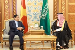 Thủ tướng Chính phủ Phạm Minh Chính hội đàm với Hoàng Thái tử, Thủ tướng Saudi Arabia Mohammed bin Salman Bin Abdulaziz Al Saud (Ảnh: Dương Giang/TTXVN).