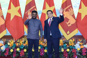 Thủ tướng Chính phủ Phạm Minh Chính và Tổng thống Cộng hòa xã hội chủ nghĩa dân chủ Sri Lanka Anura Kumara Dissanayaka. (Ảnh: TRẦN HẢI)