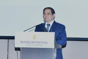 Thủ tướng Phạm Minh Chính phát biểu ý kiến tại Chương trình Gặp gỡ doanh nghiệp Việt Nam-Malaysia. (Ảnh: THANH GIANG)