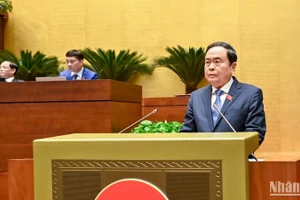 Chủ tịch Quốc hội Trần Thanh Mẫn phát biểu bế mạc Kỳ họp bất thường lần thứ 9, Quốc hội khóa XV. (Ảnh: DUY LINH) 