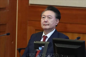 Tổng thống Hàn Quốc Yoon Suk Yeol tại Tòa án Hiến pháp ở Seoul ngày 20/2/2025. (Ảnh: THX/TTXVN)