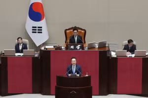 Quốc hội Hàn Quốc họp bỏ phiếu về việc luận tội quyền Tổng thống Han Duck Soo, tại Seoul ngày 27/12/2024. (Ảnh: THX/TTXVN)