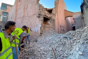 Động đất gây hư hại nhiều tòa nhà ở thành phố cổ Marrakech, ngày 9/9/2023. (Ảnh: Reuters)
