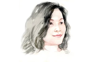 Ký họa chân dung nhà thơ Ngô Thanh Vân của họa sĩ Đỗ Hoàng Tường. 