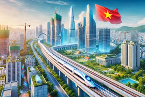 Tuyến đường sắt tốc độ cao trên trục bắc-nam chính là khâu đột phá, tạo nền tảng về hạ tầng để đất nước bước vào kỷ nguyên mới - kỷ nguyên vươn mình của dân tộc. (Ảnh phối cảnh minh họa).