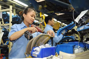 Sản xuất và lắp ráp xe máy tại Công ty TNHH Piaggio Việt Nam (Khu công nghiệp Bình Xuyên, tỉnh Vĩnh Phúc). Ảnh | TRẦN HẢI