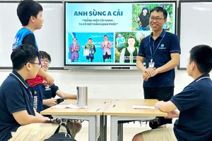 Anh Sùng A Cải chia sẻ trải nghiệm, nâng cao nhận thức về trồng, chăm sóc bảo vệ cây xanh tại Trường Liên cấp Wellspring Hà Nội.