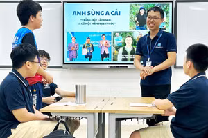 Anh Sùng A Cải chia sẻ trải nghiệm, nâng cao nhận thức về trồng, chăm sóc bảo vệ cây xanh tại Trường Liên cấp Wellspring Hà Nội.